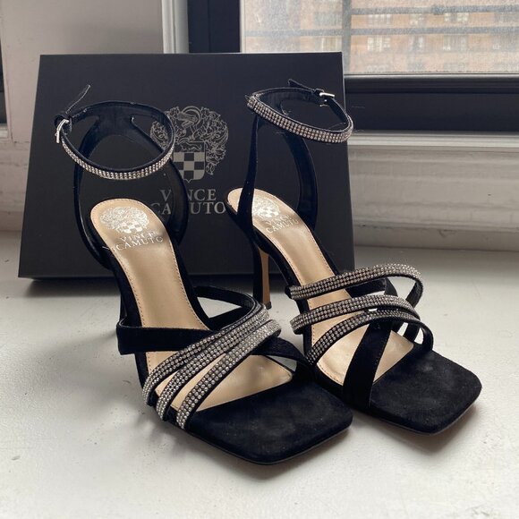 Vince Camuto Shoes - Vince Camuto Brevern Black Rhinestone Sandals 7.5